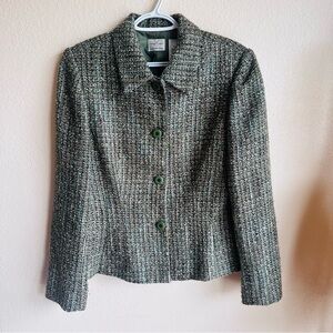 Emma James Tweed Button-Up Blazer Jacket Vintage Classic Minimalist Y2K Preppy